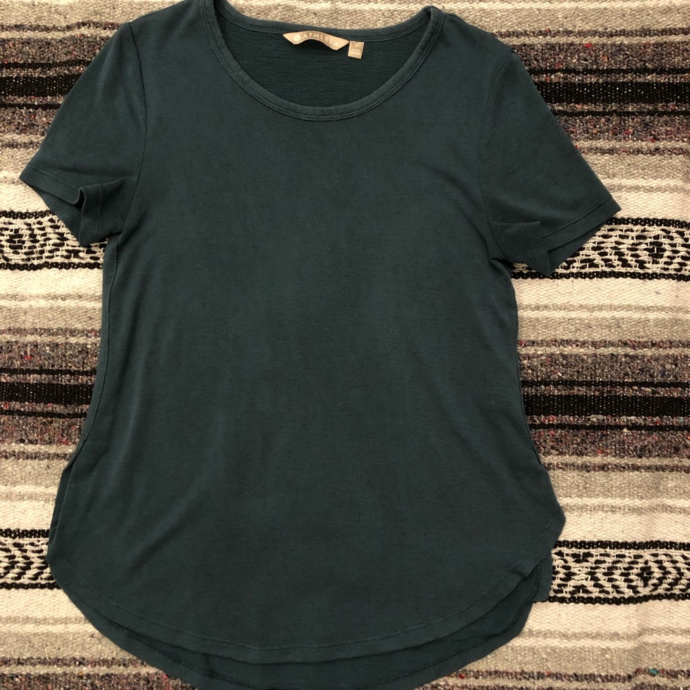 Athleta short sleeve tee with shirttail hem.